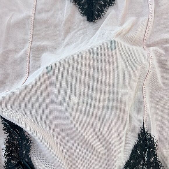 Widow Dolls Kill Lace Mesh Mini Dress Pink Black Garter Straps Gothic Coquette S - Picture 11 of 11